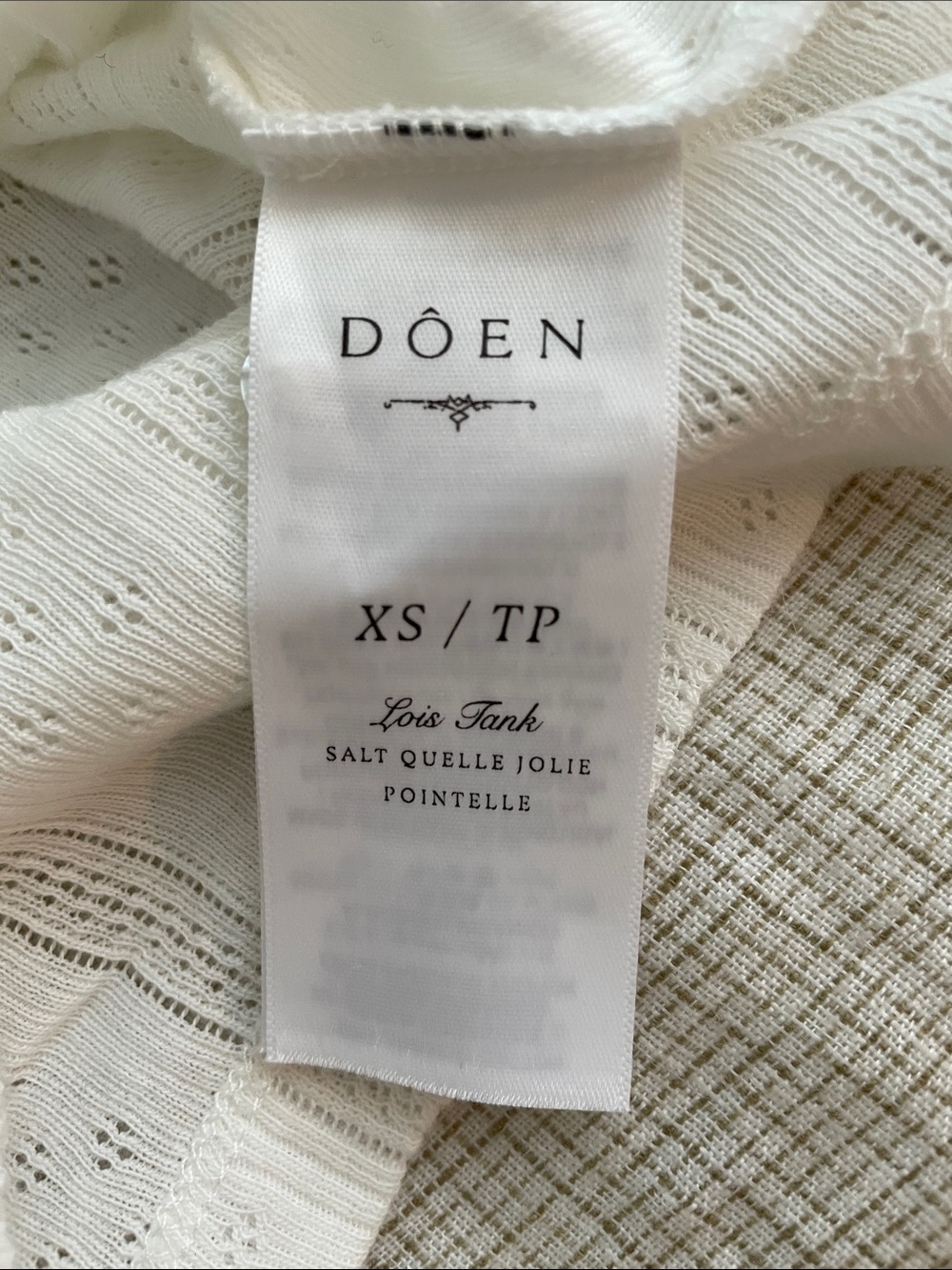 dôen lois tank pointelle salt xs - Picture 2 of 5